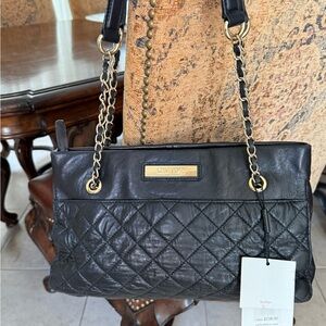 Calvin Klein Black Quilted Shoulder Bag with Chain Straps